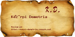 Kárpi Demetria névjegykártya